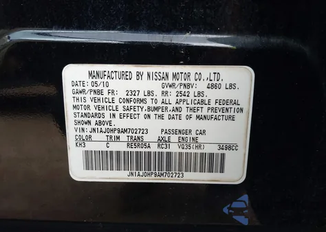 2010 Infiniti Ex35 из США, поврежденный, VIN JN1AJ0HP9AM702723